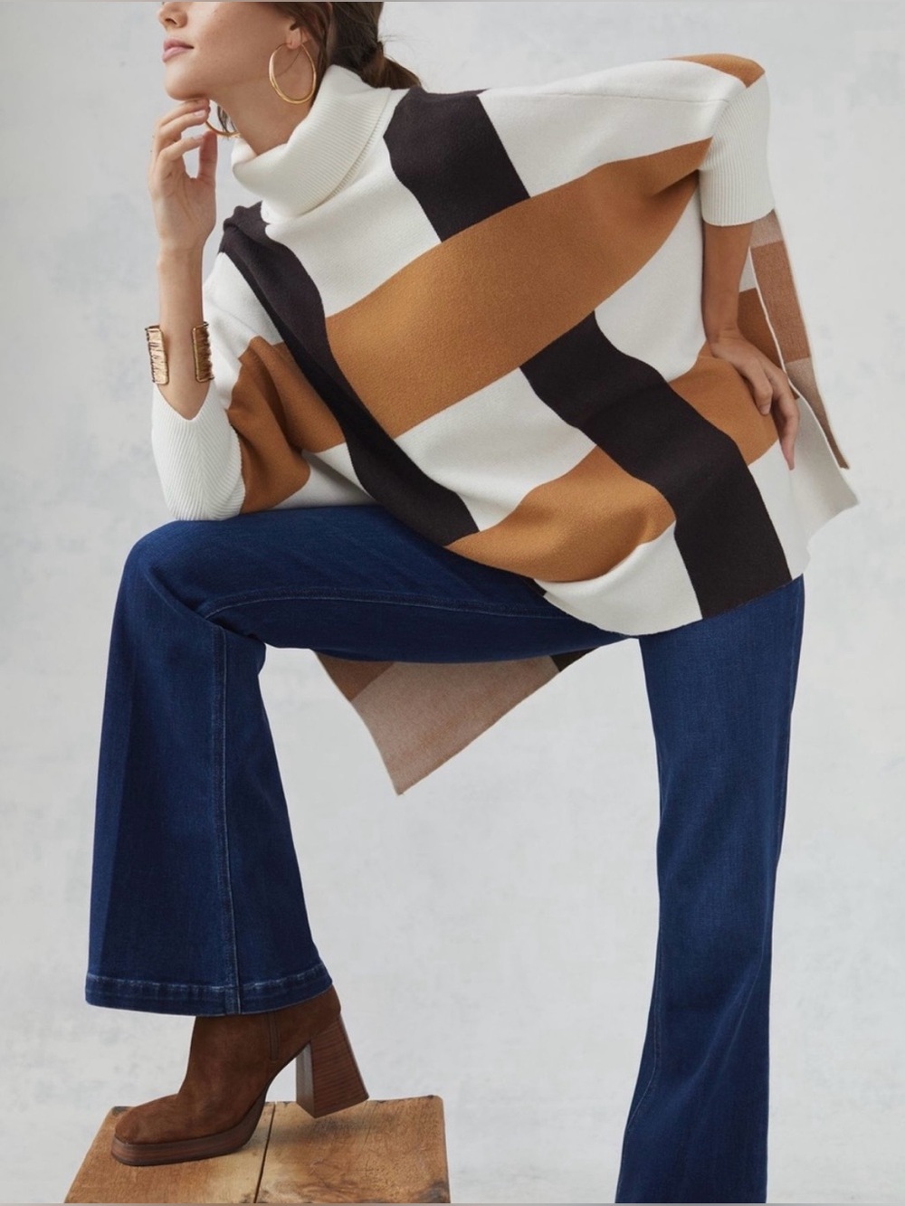 Anthropologie Color-Block Poncho